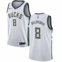 Mens Nike Milwaukee Bucks 8 Matthew Dellavedova Swingman White Home NBA Jersey Association Edition 