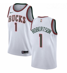 Womens Nike Milwaukee Bucks 1 Oscar Robertson Authentic White Fashion Hardwood Classics NBA Jersey