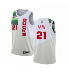 Womens Nike Milwaukee Bucks 21 Tony Snell White Swingman Jersey Earned Edition 