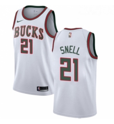 Youth Nike Milwaukee Bucks 21 Tony Snell Authentic White Fashion Hardwood Classics NBA Jersey 