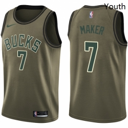 Youth Nike Milwaukee Bucks 7 Thon Maker Swingman Green Salute to Service NBA Jersey 