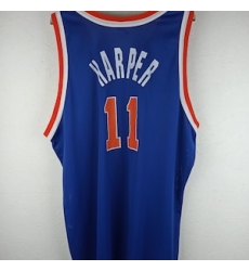 Derek Harper Knicks #11 Twill Jerseys Blue