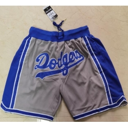 Men Los Angeles Dodgers Team Logo Gray Pocket Baseball Shorts