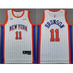 Men New Yok Knicks 11 Jalen Brunson White 2024 25 City Edition Stitched Basketball Jersey