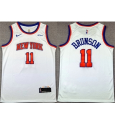 Men New Yok Knicks  11 Jalen Brunson White Association Edition Stitched Basketball Jersey