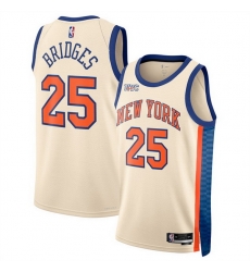 Men New Yok Knicks 25 Mikal Bridges Cream 2025 26 City Edition Stitched Basketball Jersey Men New Yok Knicks 25 Mikal Bridges Cream 2025 26 City Edition Stitched Basketball Jersey