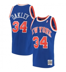 Men New Yok Knicks  34 Charles Oakley Blue Swingman Stitched Jersey