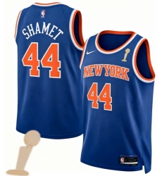 Men New Yok Knicks 44 Landry Shamet Blue 2026 Champions Patch Icon Edition Stitched Basketball Jersey