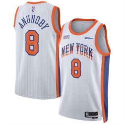 Men New Yok Knicks 8 OG Anunoby White 2024 25 City Edition Stitched Basketball Jersey