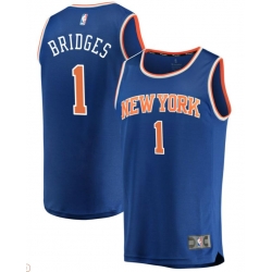 Men New York Knicks #1 Mikal Bridges Blue Stitched NBA Jersey Icon Edition
