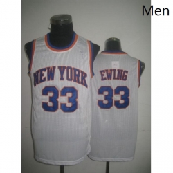 Mens Adidas New York Knicks 33 Patrick Ewing Authentic White Throwback NBA Jersey