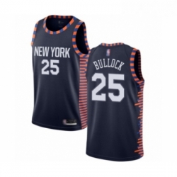 Mens New York Knicks 25 Reggie Bullock Authentic Navy Blue Basketball Jersey 2018 19 City Edition 