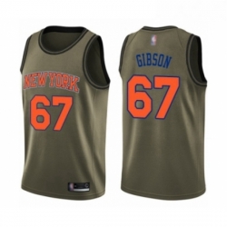 Mens New York Knicks 67 Taj Gibson Swingman Green Salute to Service Basketball Jersey 