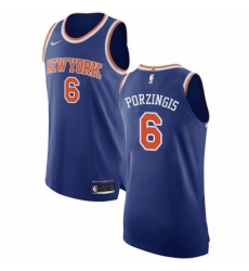 Mens Nike New York Knicks 6 Kristaps Porzingis Authentic Royal Blue NBA Jersey Icon Edition 