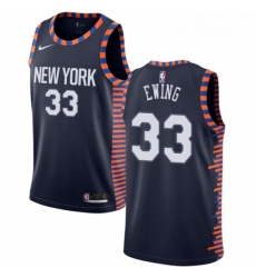 Womens Nike New York Knicks 33 Patrick Ewing Swingman Navy Blue NBA Jersey 2018 19 City Edition