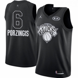 Youth Nike Jordan New York Knicks 6 Kristaps Porzingis Swingman Black 2018 All Star Game NBA Jersey 