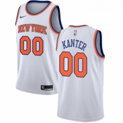 Youth Nike New York Knicks 00 Enes Kanter Swingman White NBA Jersey Association Edition 