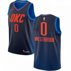 Mens Nike Oklahoma City Thunder 0 Russell Westbrook Authentic Navy Blue NBA Jersey Statement Edition