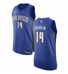 Mens Nike Orlando Magic 14 DJ Augustin Authentic Royal Blue Road NBA Jersey Icon Edition