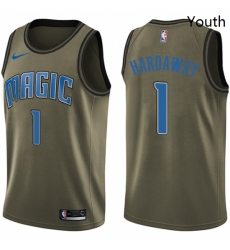 Youth Nike Orlando Magic 1 Penny Hardaway Swingman Green Salute to Service NBA Jersey