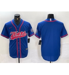 Men Philadelphia 76ers Blank Royal Cool Base Stitched Baseball Jersey