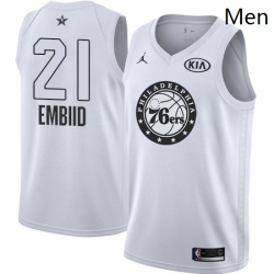 Mens Nike Jordan Philadelphia 76ers 21 Joel Embiid Swingman White 2018 All Star Game NBA Jersey