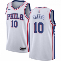 Mens Nike Philadelphia 76ers 10 Maurice Cheeks Authentic White Home NBA Jersey Association Edition