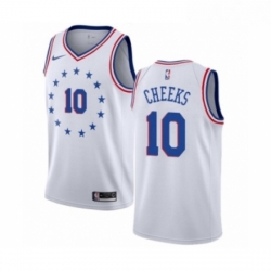 Mens Nike Philadelphia 76ers 10 Maurice Cheeks White Swingman Jersey Earned Edition