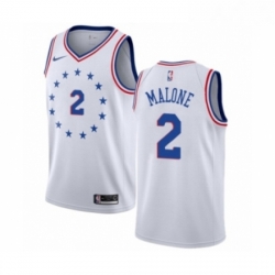 Mens Nike Philadelphia 76ers 2 Moses Malone White Swingman Jersey Earned Edition