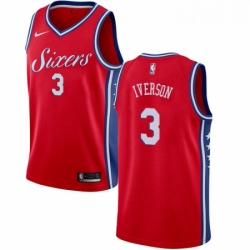 Mens Nike Philadelphia 76ers 3 Allen Iverson Authentic Red Alternate NBA Jersey Statement Edition