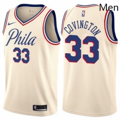 Mens Nike Philadelphia 76ers 33 Robert Covington Swingman Cream NBA Jersey City Edition