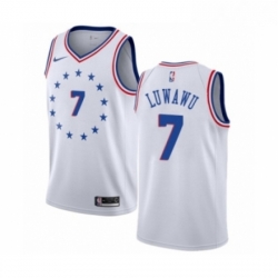 Mens Nike Philadelphia 76ers 7 Timothe Luwawu White Swingman Jersey Earned Edition