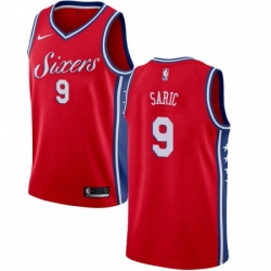 Mens Nike Philadelphia 76ers 9 Dario Saric Swingman Red Alternate NBA Jersey Statement Edition 