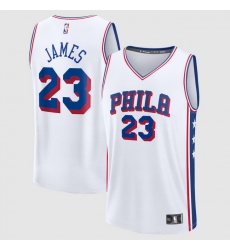 Mens Philadelphia 76ers LeBron James Fanatics White Fast Break Jersey Association Edition