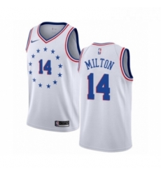 Womens Nike Philadelphia 76ers 14 Shake Milton White Swingman Jersey Earned Edition 