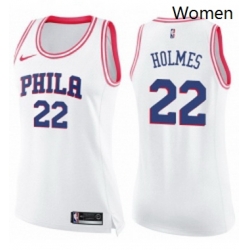 Womens Nike Philadelphia 76ers 22 Richaun Holmes Swingman WhitePink Fashion NBA Jersey 