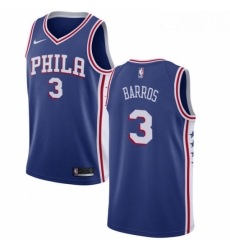 Womens Nike Philadelphia 76ers 3 Dana Barros Swingman Blue Road NBA Jersey Icon Edition