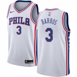 Womens Nike Philadelphia 76ers 3 Dana Barros Swingman White Home NBA Jersey Association Edition