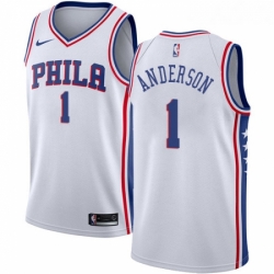 Youth Nike Philadelphia 76ers 1 Justin Anderson Authentic White Home NBA Jersey Association Edition