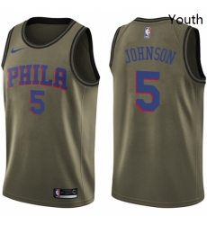 Youth Nike Philadelphia 76ers 5 Amir Johnson Swingman Green Salute to Service NBA Jersey 