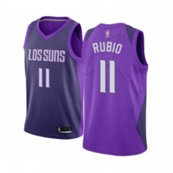 Mens Phoenix Suns 11 Ricky Rubio Authentic Purple Basketball Jersey City Edition 