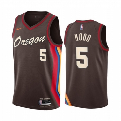 Men Nike Portland Blazers 5 Rodney Hood Chocolate NBA Swingman 2020 21 City Edition Jersey