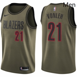 Mens Nike Portland Trail Blazers 21 Noah Vonleh Swingman Green Salute to Service NBA Jersey