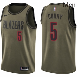 Mens Nike Portland Trail Blazers 5 Seth Curry Swingman Green Salute to Service NBA Jersey 