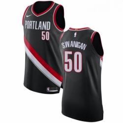 Mens Nike Portland Trail Blazers 50 Caleb Swanigan Authentic Black Road NBA Jersey Icon Edition 