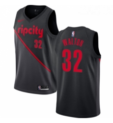 Womens Nike Portland Trail Blazers 32 Bill Walton Swingman Black NBA Jersey 2018 19 City Edition