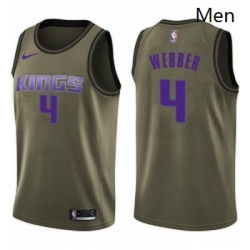 Mens Nike Sacramento Kings 4 Chris Webber Swingman Green Salute to Service NBA Jersey