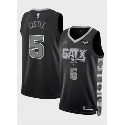 Men San Antonio Spurs 5 Stephon Castle Black 2024 Draft Statement Edition Stitched Basketball Jersey