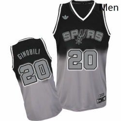 Mens Adidas San Antonio Spurs 20 Manu Ginobili Swingman BlackGrey Fadeaway Fashion NBA Jersey