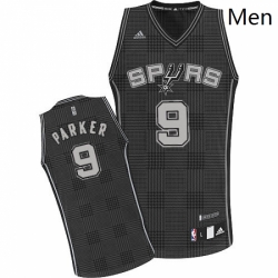 Mens Adidas San Antonio Spurs 9 Tony Parker Swingman Black Rhythm Fashion NBA Jersey